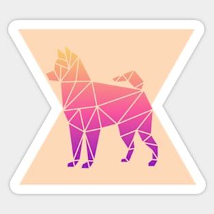 Geometric Dog Colorful Abstract Retro Design Sticker